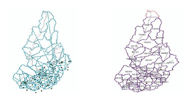 Thiessen polygon of precipitation and weather gauges in Imjin basin