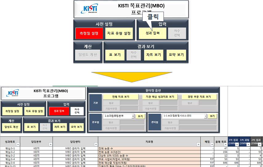 성과 입력 시트 이동