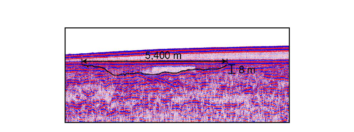 Sparker profile showing over 5,000 m paleo-channel