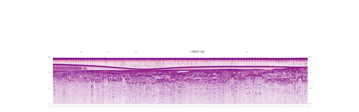 Sparker seismic profile of line 15PCT-150 showing acoustic turbidity in the paleo channel