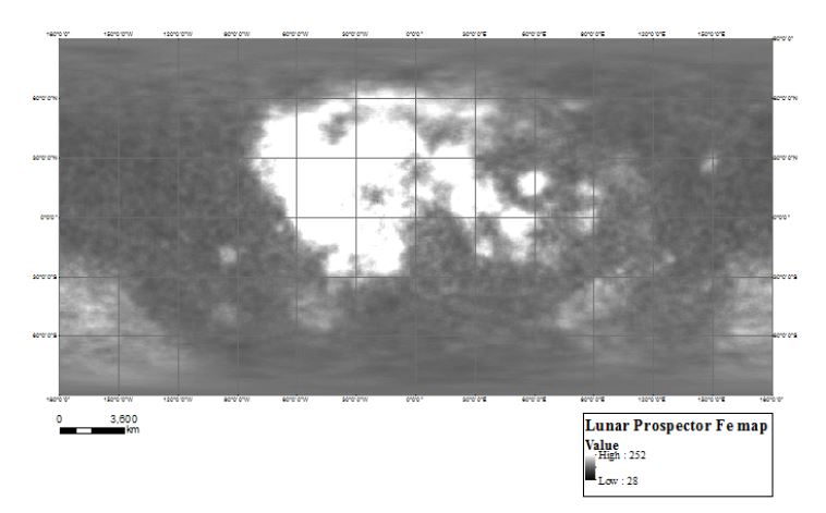 Lunar Image Bases map (Lunar Prospector Fe map)