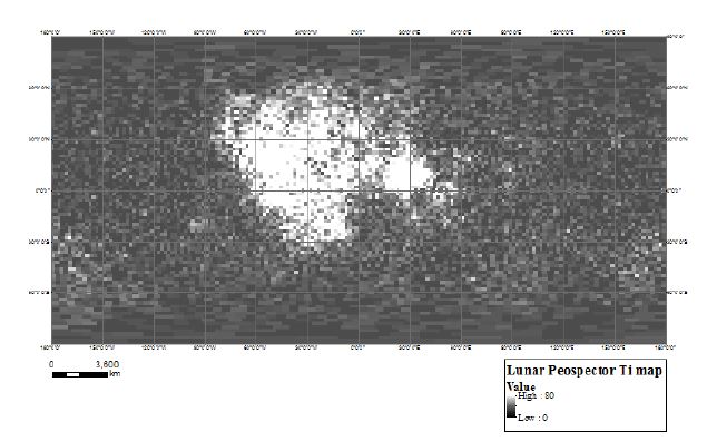 Lunar Image Bases map (Lunar Prospector Ti map)