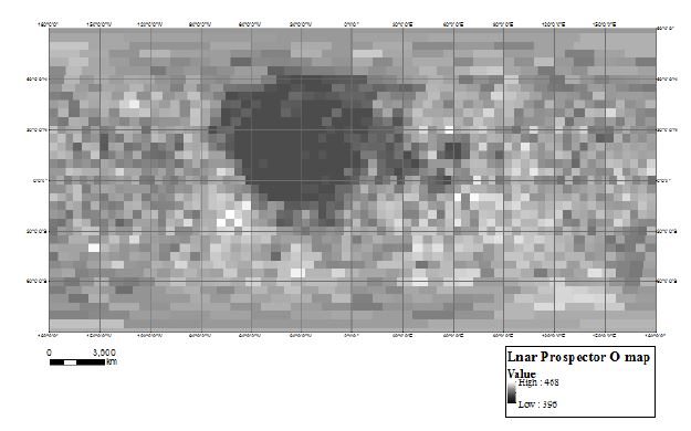 Lunar Image Bases map (Lunar Prospector O map)