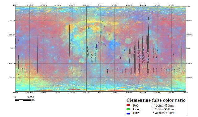 Lunar Image Bases map (Clementine Mineral Ratio map)