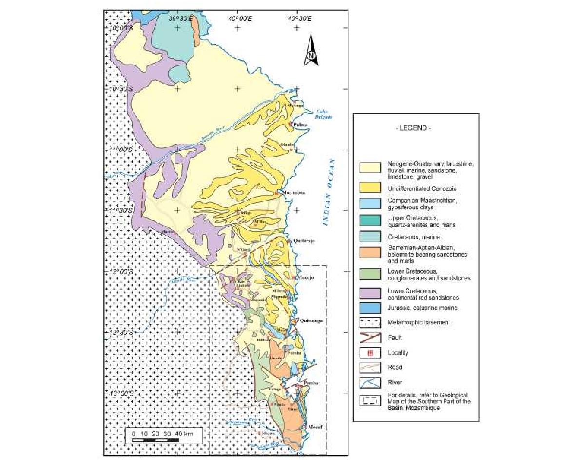 Schematic Geologic map of Ruvuma Basin
