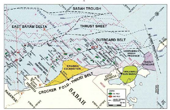 Structural elements of the Sabah basin.