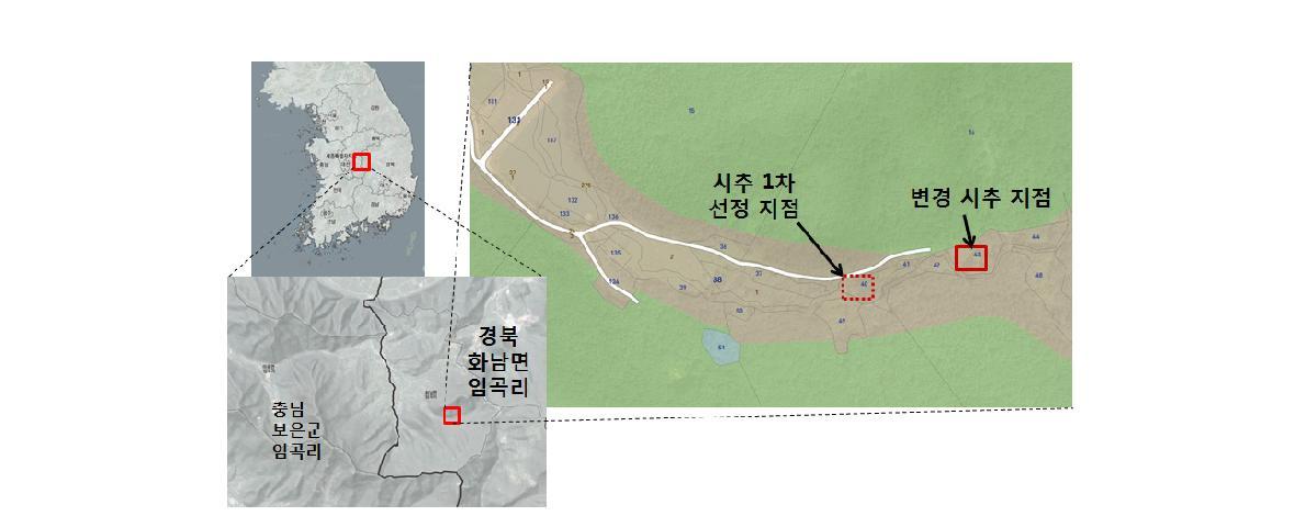 연구지역 지하수 인공함양 시스템 양수정 및 관측정 시추 지점