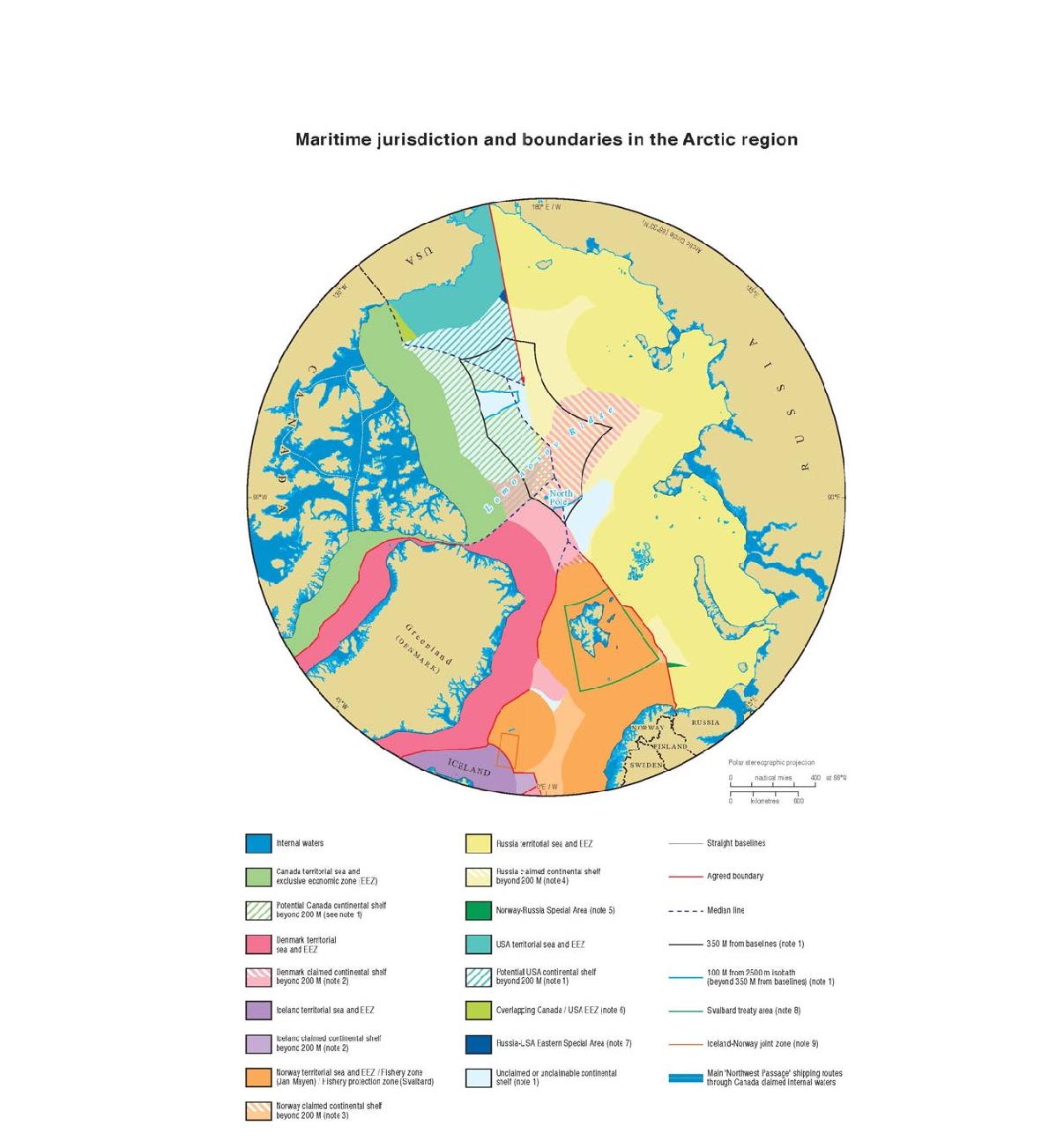 Maritime boundaries and extended continental shelf in the Arctic Sea.