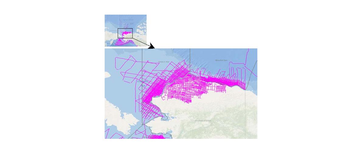 Seismic tracklines of the Arctic Sea stored in USGS NAMSS Database.