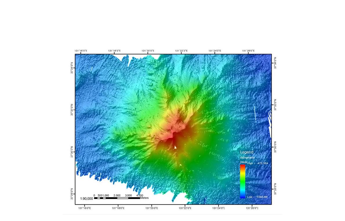 Multibeam bathymetry of the Anyongbok Seamount in the East Sea.