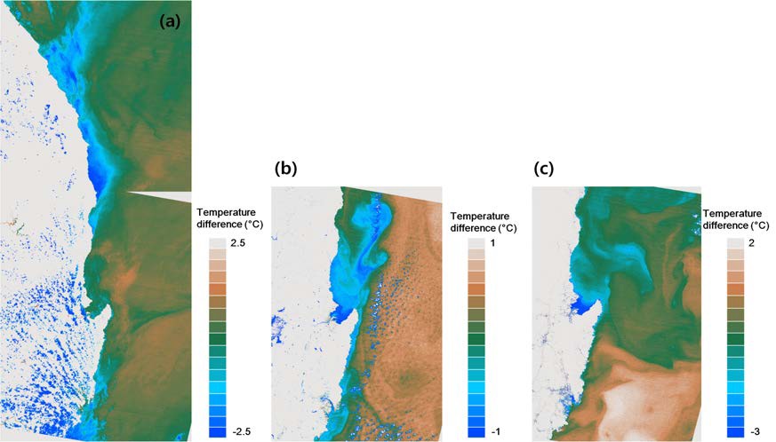 동해안 해수의 TA(temperature anomaly) 분포도