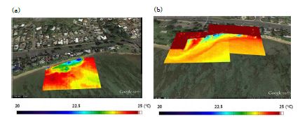 무인항공기를 통해 얻은 SGD 유출지점에서 해수표면온도 분포
