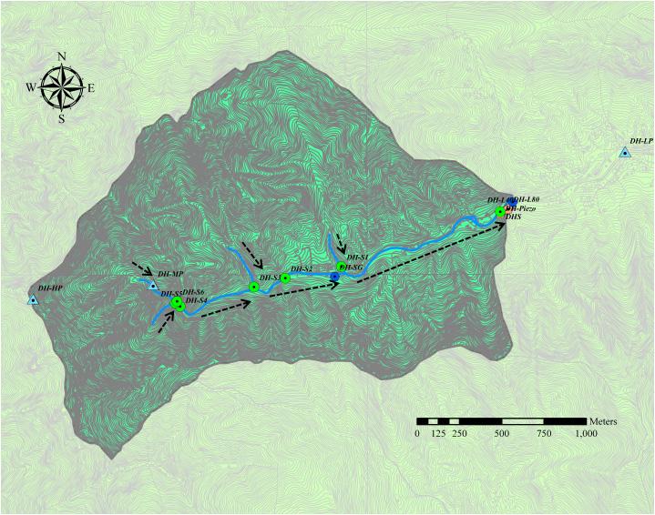 Location of Dong-hak catchment and sampled sites in the catchment.