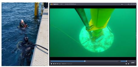 그림 3.3.29 1차 해저관측기지 해상 부이 구조물 수중 촬영