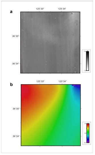 그림 3.3.48 최종 후방산란 이미지(a), 수심도(b)