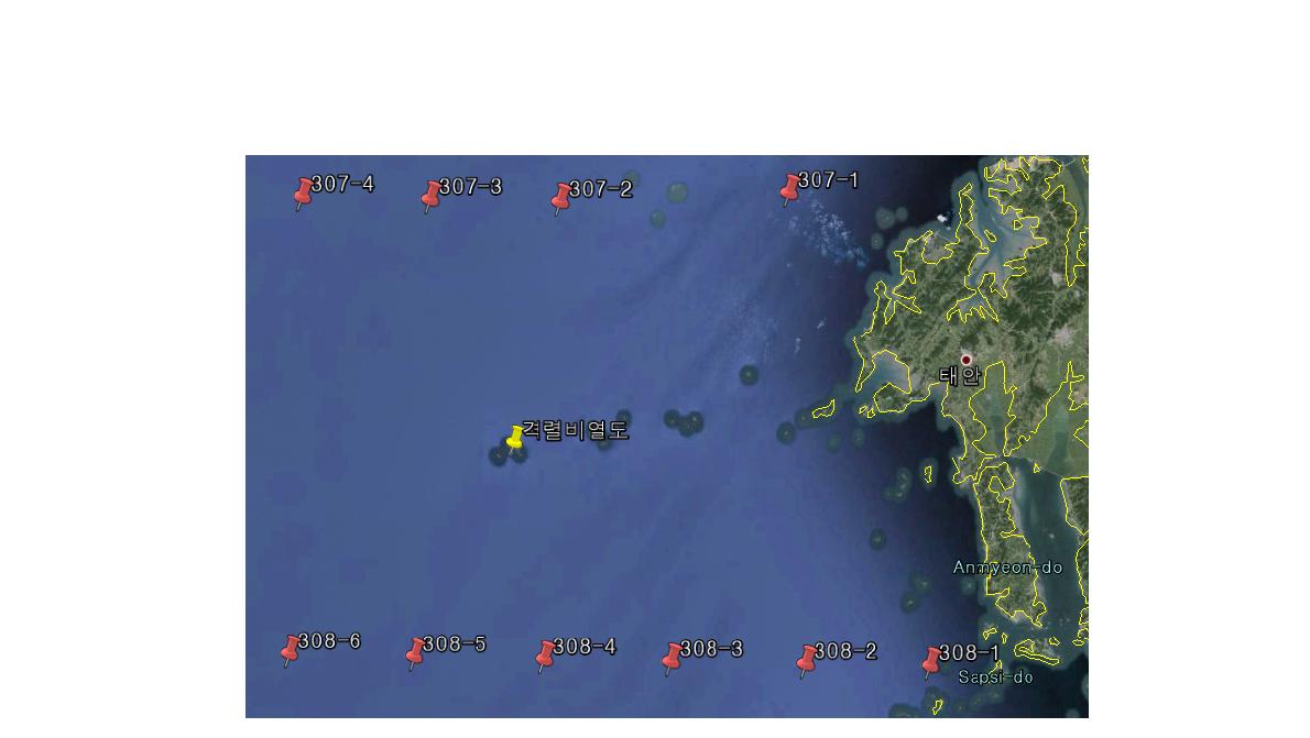 그림 3.4.86 Detail positions of Korea oceanographic observation near Kyukyulbiyuldo