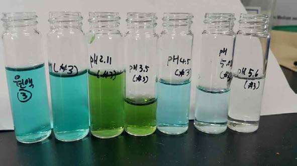 모의침출용액 3 pH별 침전실험 후 필터액