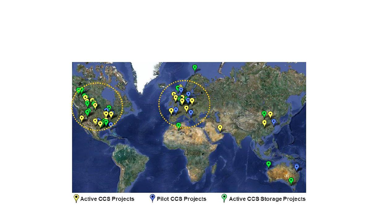 그림 2-4. 전세계 주요 CO2지중저장 프로젝트 현황