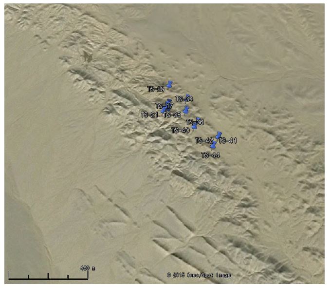 Location map of sampling sites on malachite occurrence points.