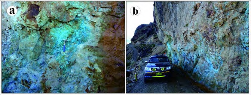 Contact between breccia pipe and copper oxide