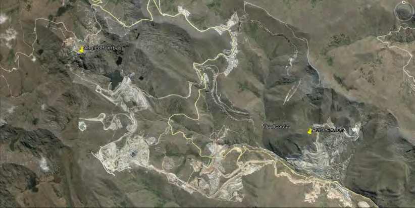 Location map of Ferrobamba and Chalcobamba in the Las Bambas mine (Google earth map)