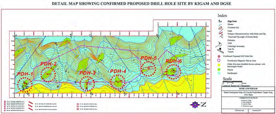 Location map of the drilling sites in the survey area (from DGSE).
