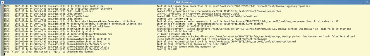 ESA CFDP S/W Daemon Running