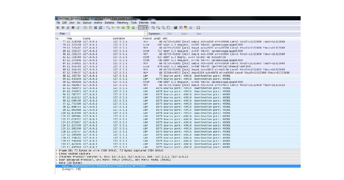 ESA CFDP S/W Running transaction captured by Wireshark