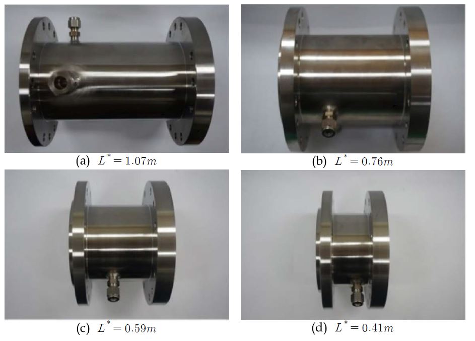다양한 길이를 적용한 연소 챔버 제작품