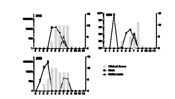 F ig. 13 . Ad-porcine IFNαγ 와 Ad-3siRNA combination 접종 이후 구제역바이러스에 감염에 대한 임상적 변화