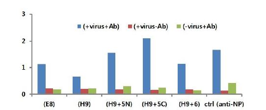 그림 108. ELISA를 이용한 charged mutant protein의 인플루엔자 바이러스 결합력 테스트