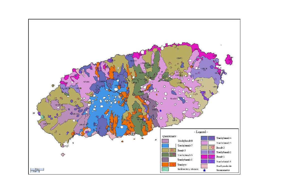 제주도 지역의 지질도