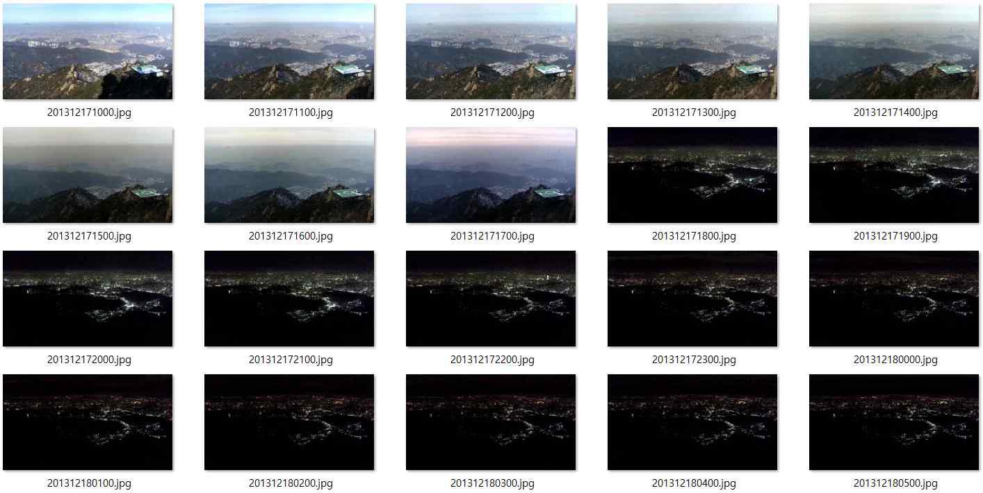 관악산 영상시정측정소에서 관측된 분석용 시정 영상 이미지 자료 구축(일부 예시)
