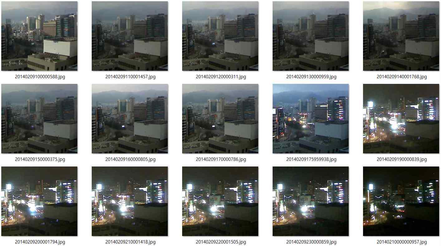 범어동 영상시정측정소에서 관측된 분석용 시정 영상 이미지 자료 구축(일부 예시)