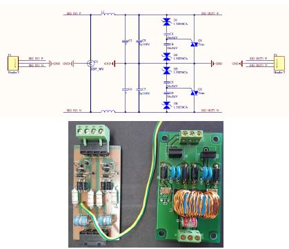 그림 8. RS232/485 제어신호용 보호기의 회로도 및 샘플보드