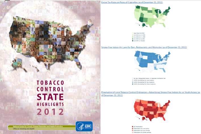 미국 CDC에서 제곡하는 Tobacco Control State Highlights, 2012, 표지와 내용