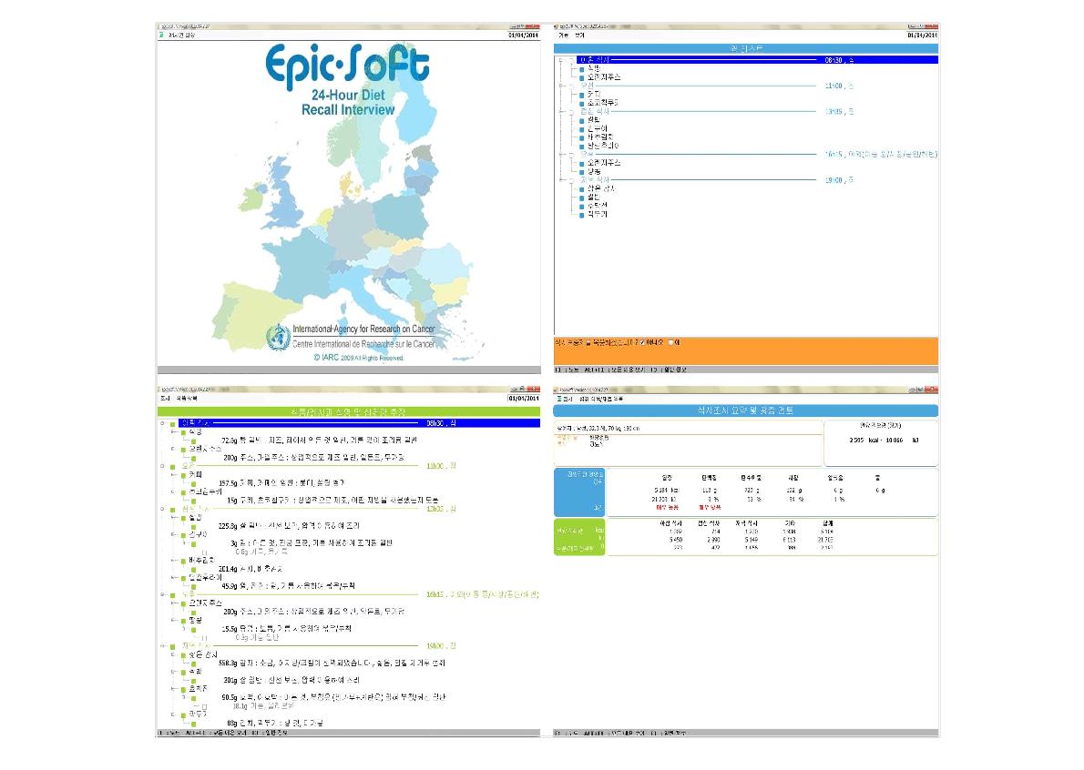 GloboDiet (EPIC-Soft) 프로그램 분석을 통한 결과 예시
