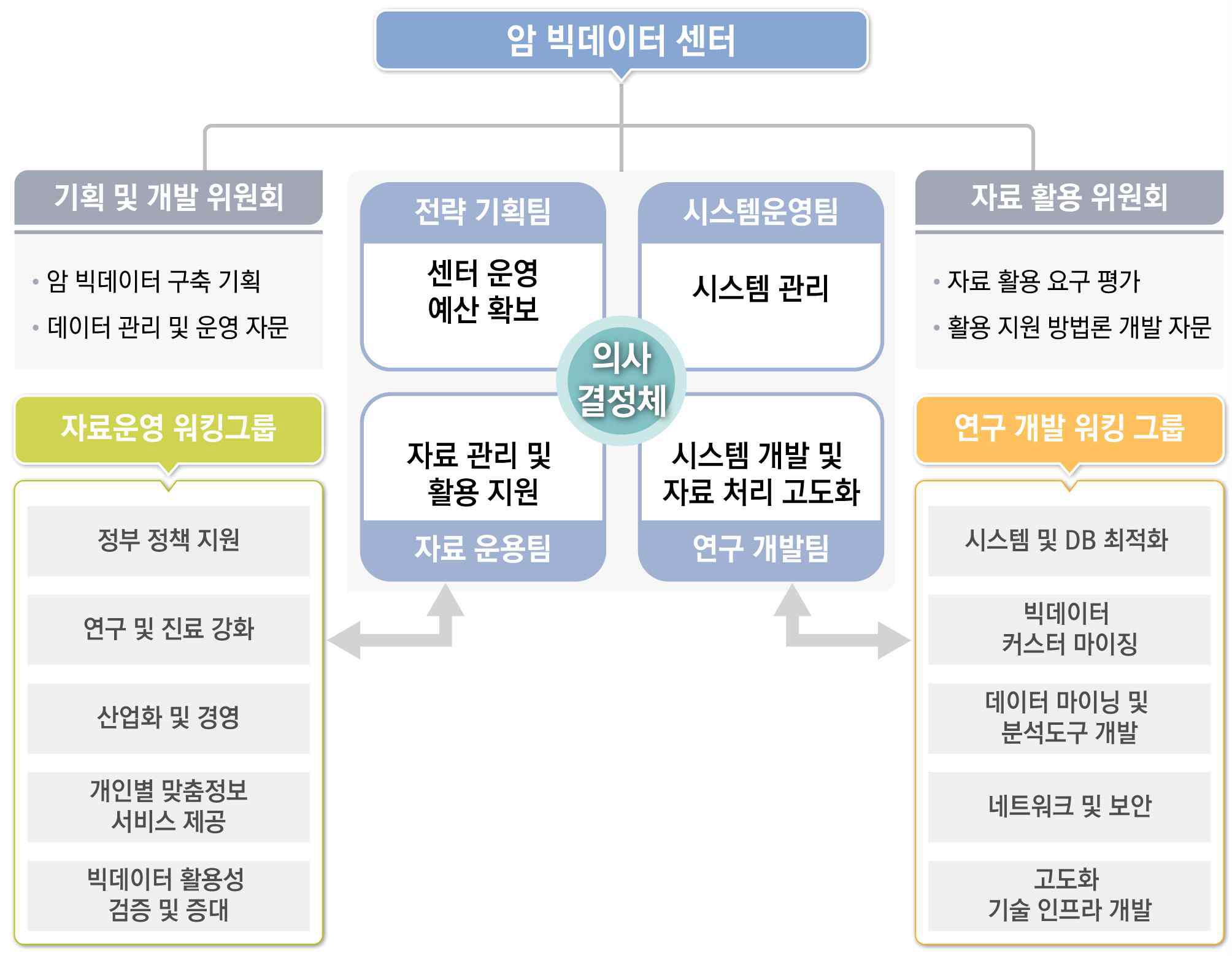 암 빅데이터 센터 목표 조직도(안)