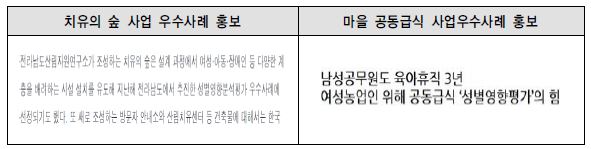 전라남도 성별영향분석평가 홍보사례