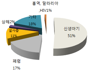 북한의 5세 미만 아동의 사망원인