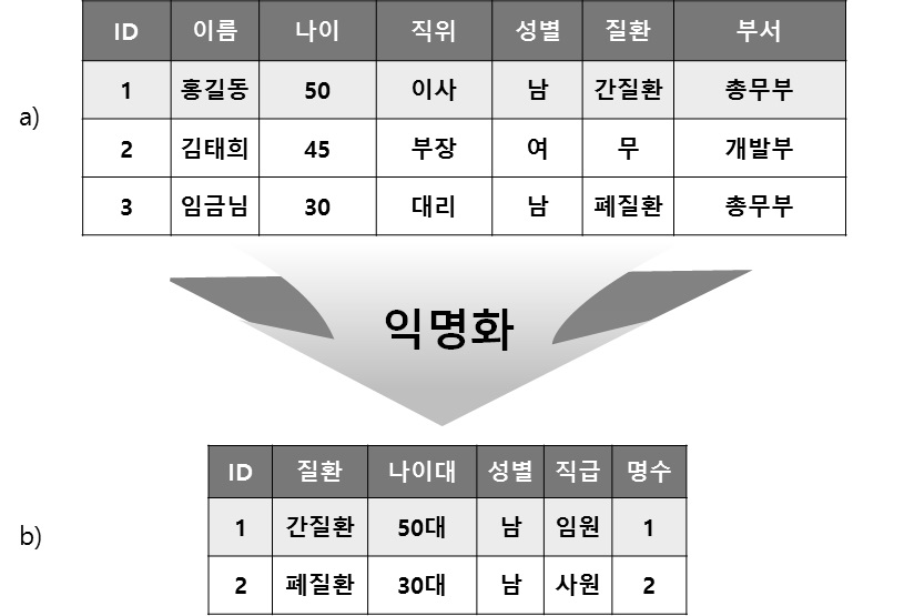 데이터 익명화를 통한 데이터 이용 및 공개