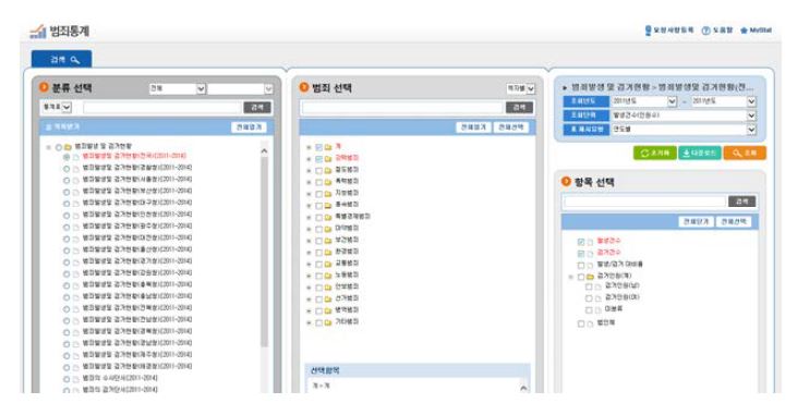 「범죄통계」 시스템 초기화면