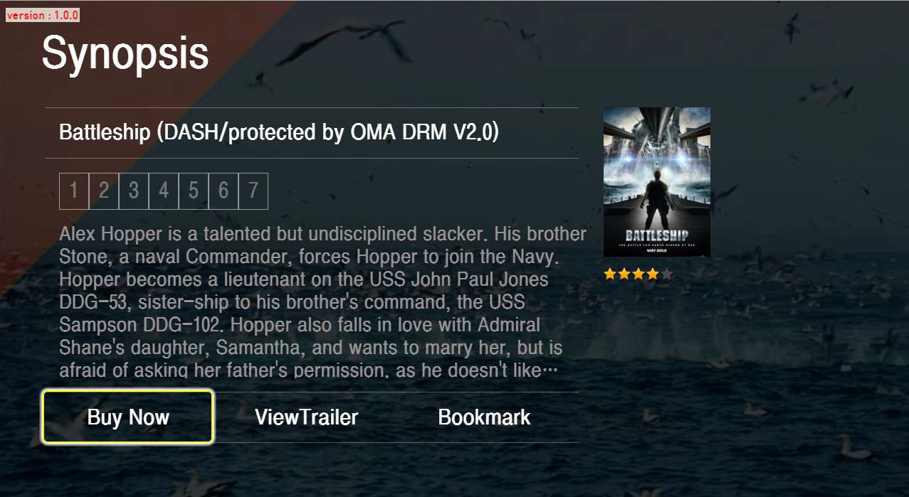 OMA DRM V2.0 시연을 위한 콘텐츠 선택 화면