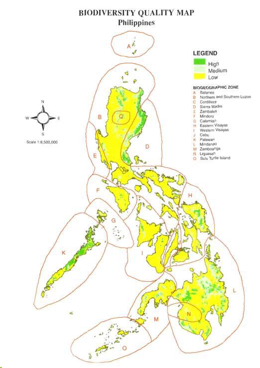 필리핀의 생물다양성 가치 분석 지도