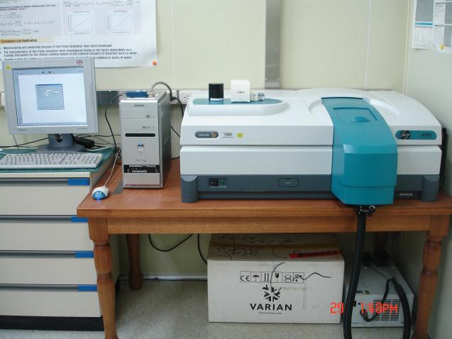Picture of spectrophotometry system for measuring the absorbance of the control and irradiated Fricke solution