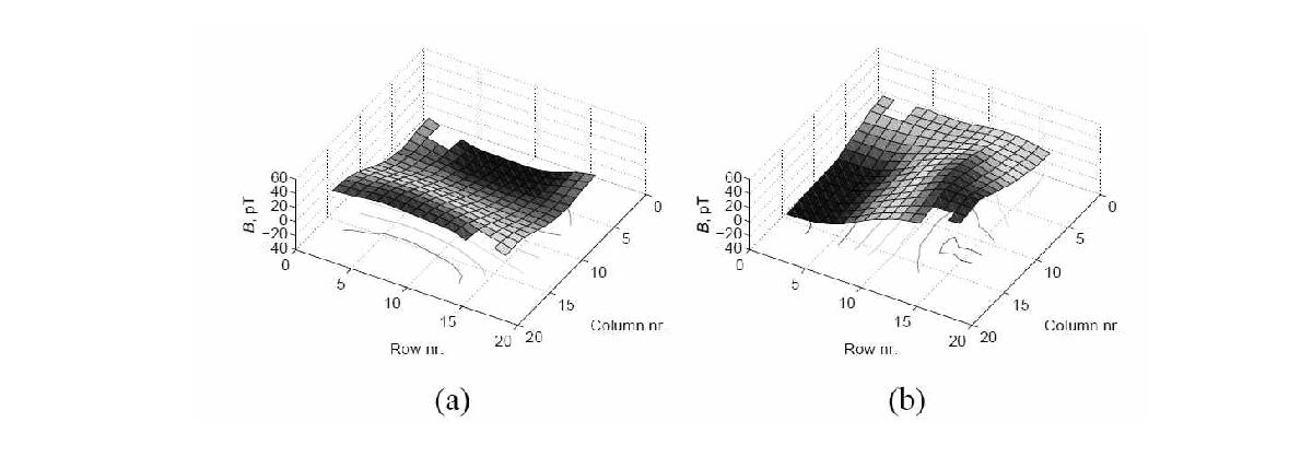 Two orthogonal tangential field measurements in the newly-designed system (the figures are on courtage of NeuroImage[5]).