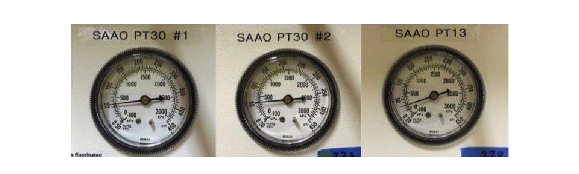 남아공 관측소(SAAO)에서 11월 4일 측정한 냉각가스의 컴프레서 압력