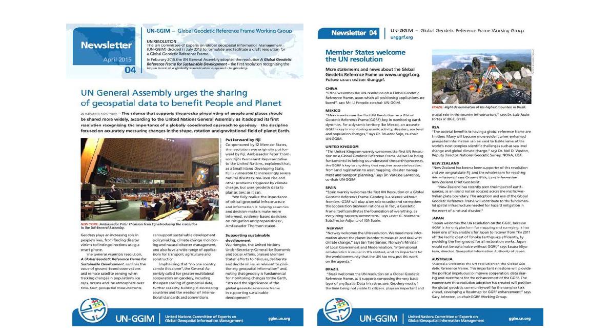 UN-GGIM 관련 2015년 4월 뉴스레터 전문