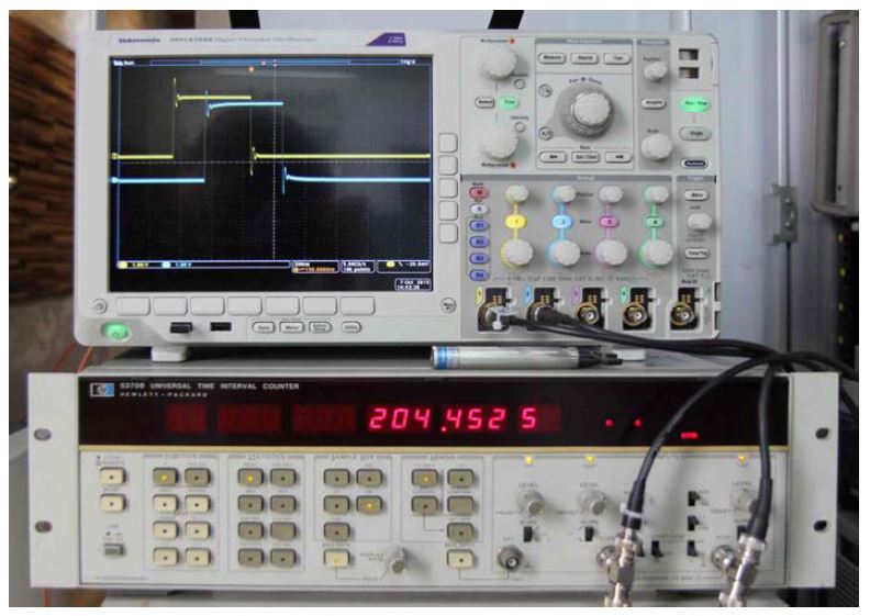 GP-AR-1의 신호 지연 측정값과 파형
