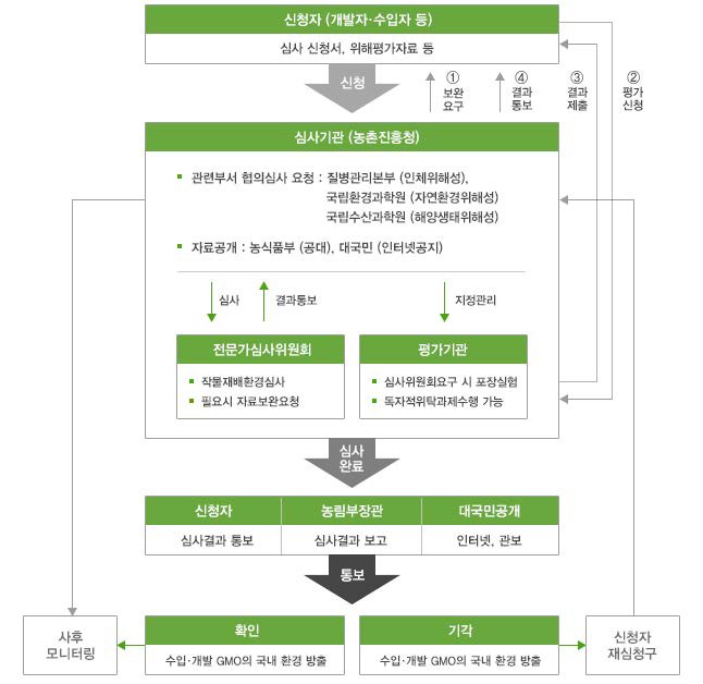 국내 GM 작물의 환경위해성 심사 절차